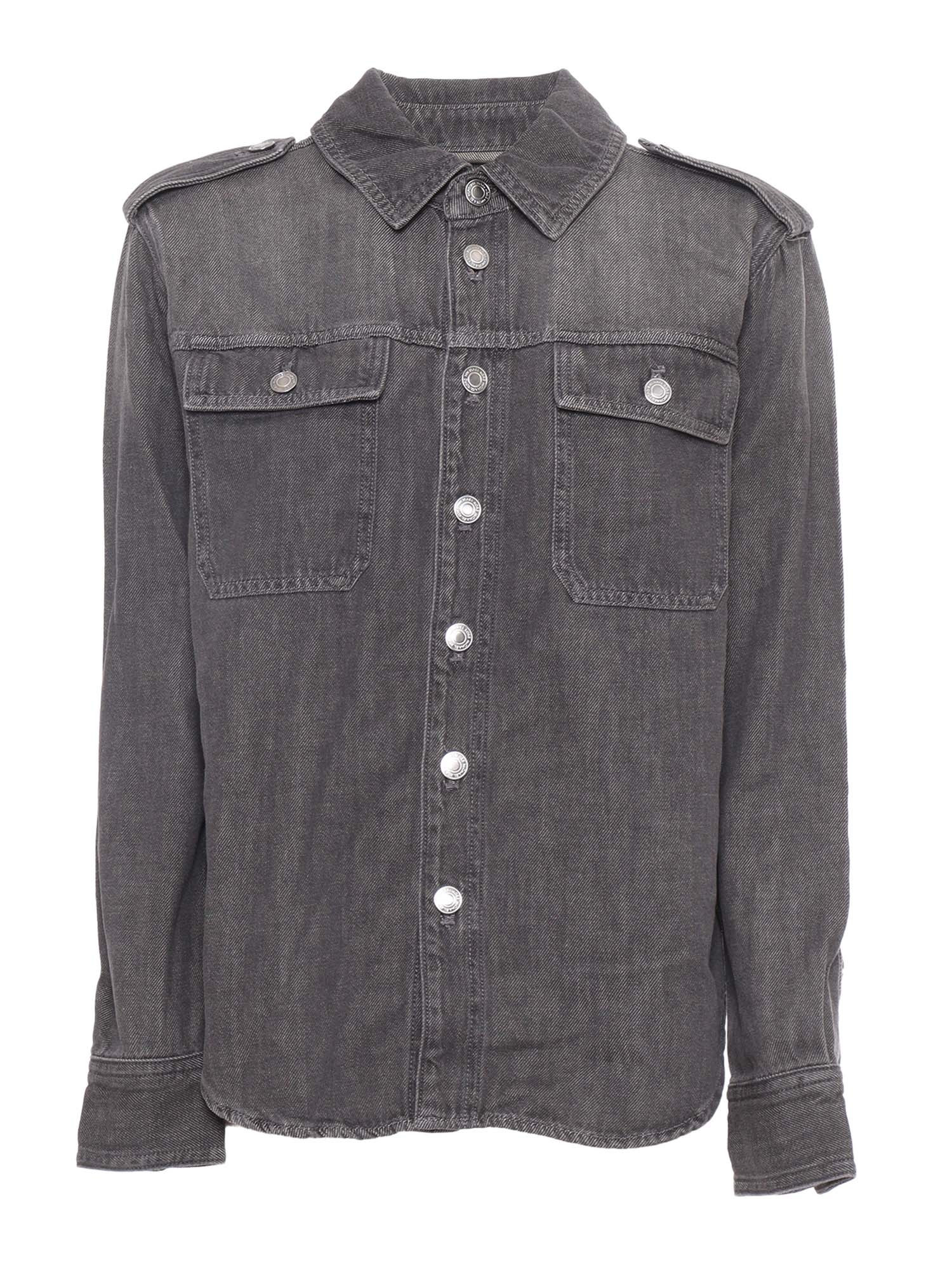 Ls Denim Shirt Grey Cotton