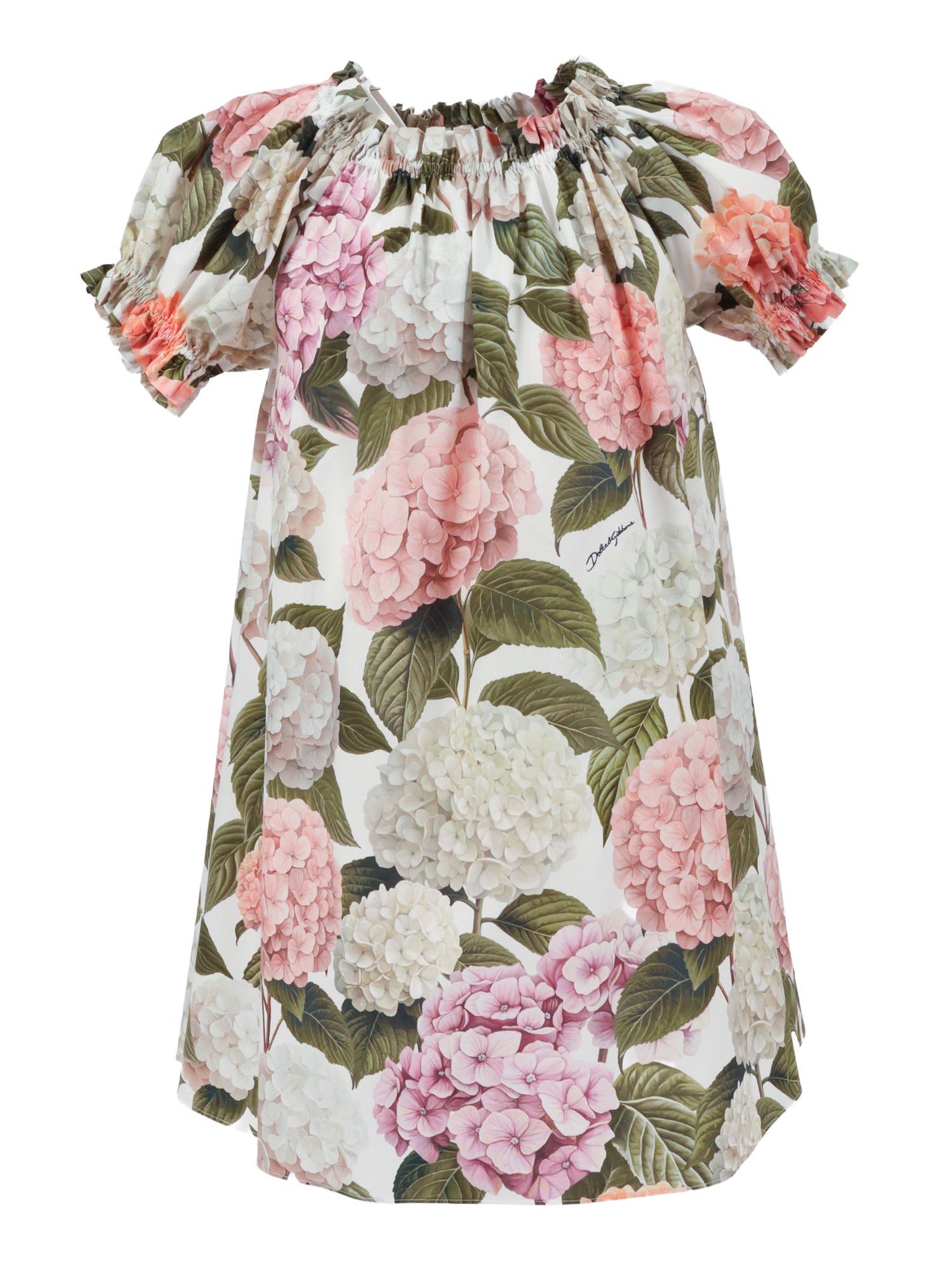 Short Sleeves Dress White Cotton
