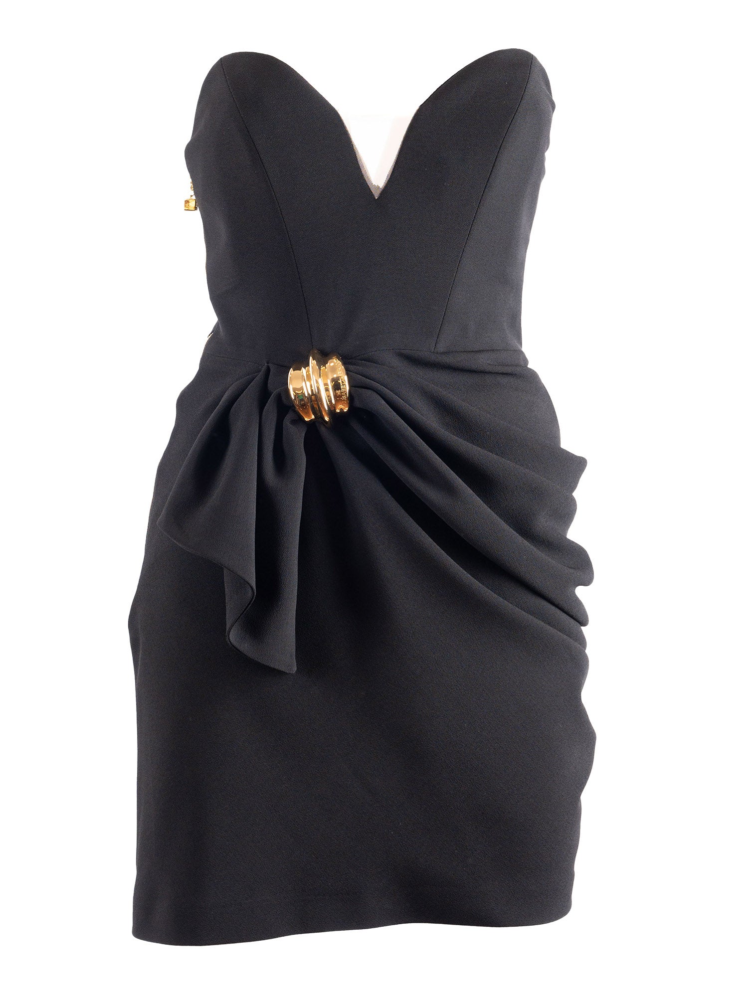 Womens Dress Black Polyester Elastane Midi