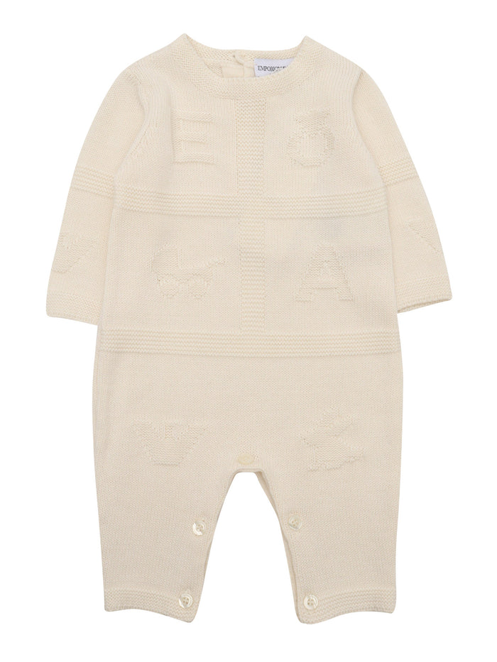 Romper Suit White Cotton Cashmere