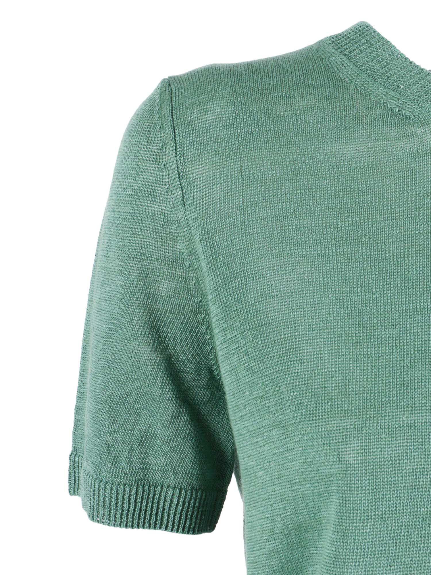 SWEATER Green Linen Crewneck