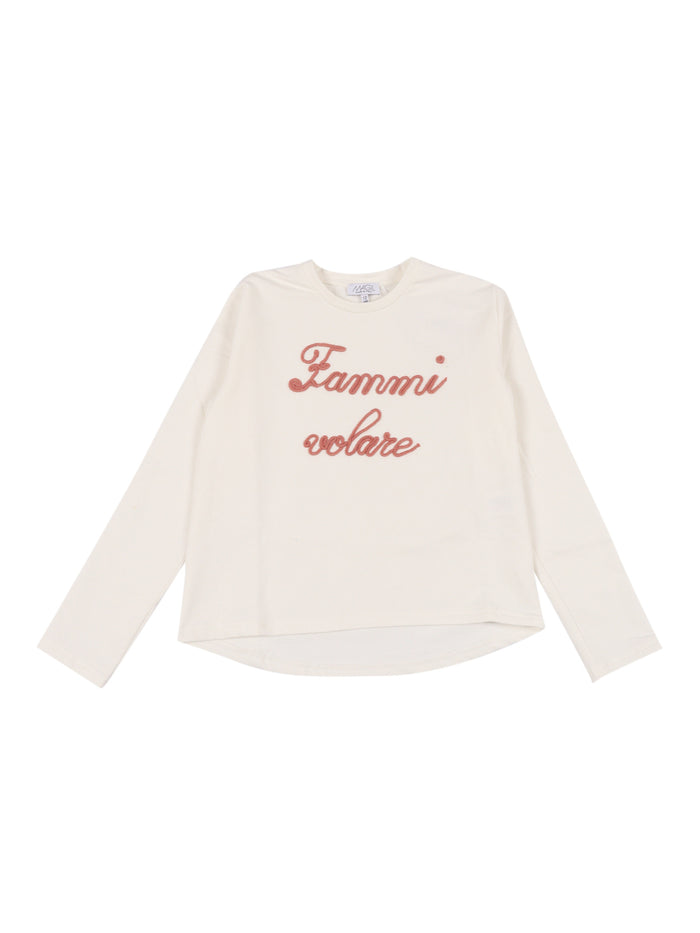 Fammi Volare Embroidered Sweater Pink Crewneck