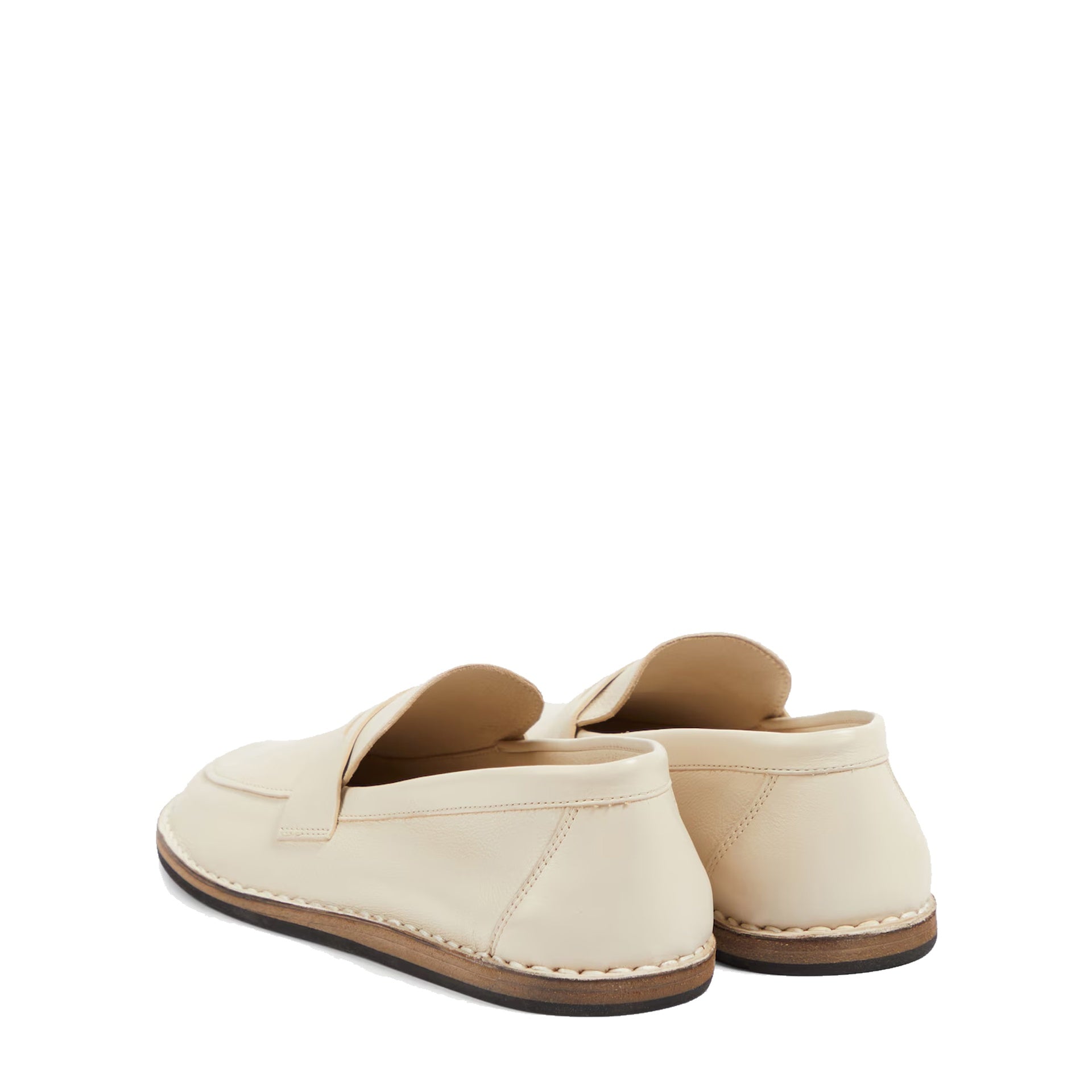 The Row Cary Leather Loafers White Calf
