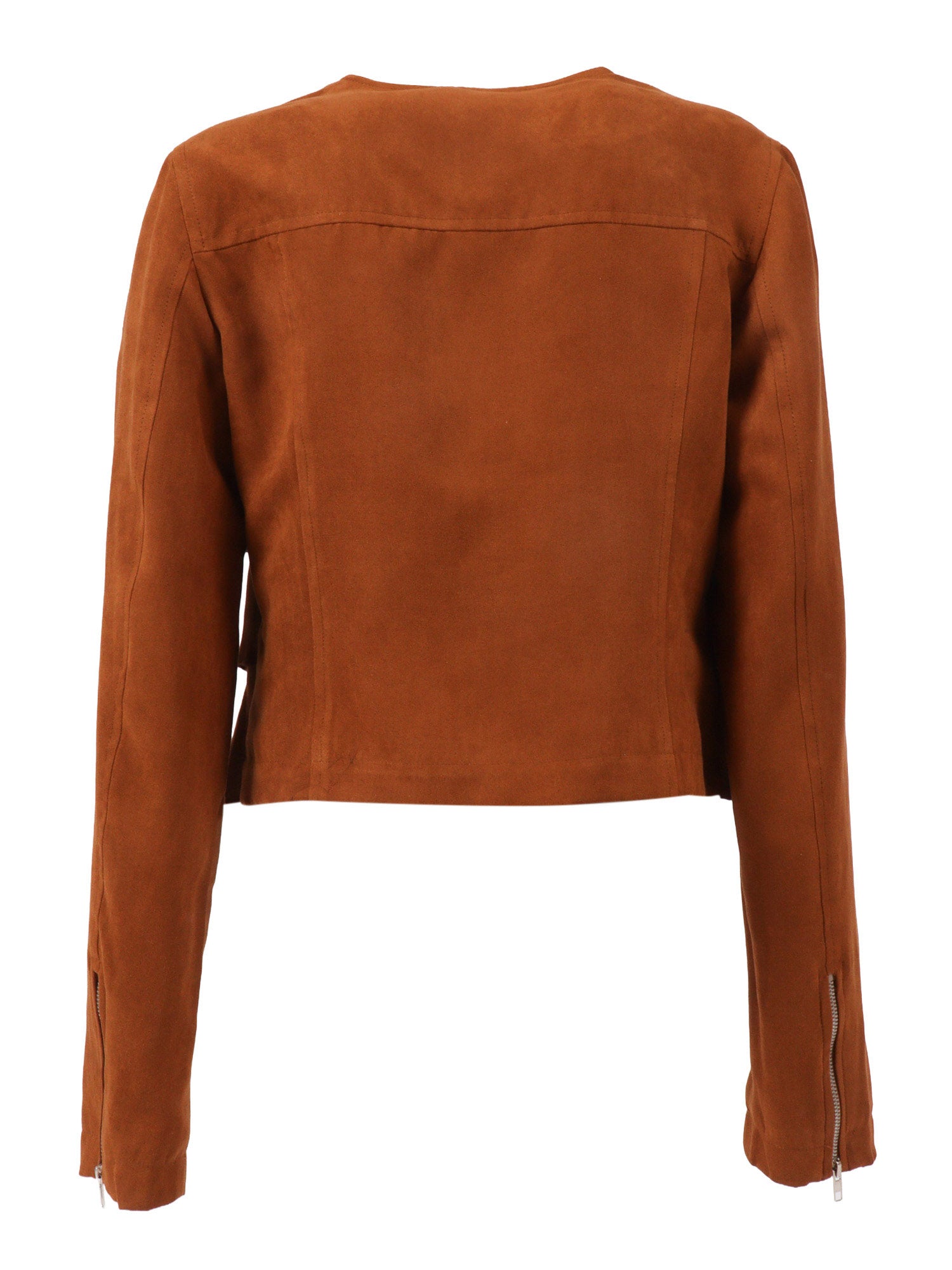 JACKET WITH EMBROIDERY AND FRILLS Brown Polyester Lining Viscose