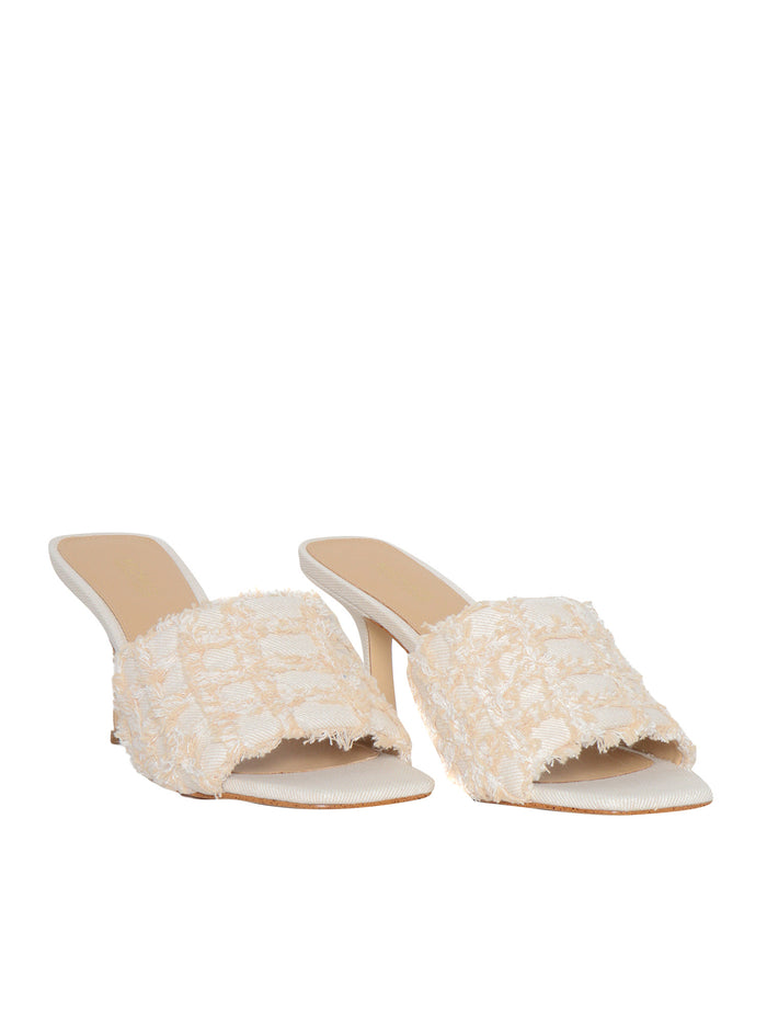 White Tessa mules sandals Cream Cotton Loafer