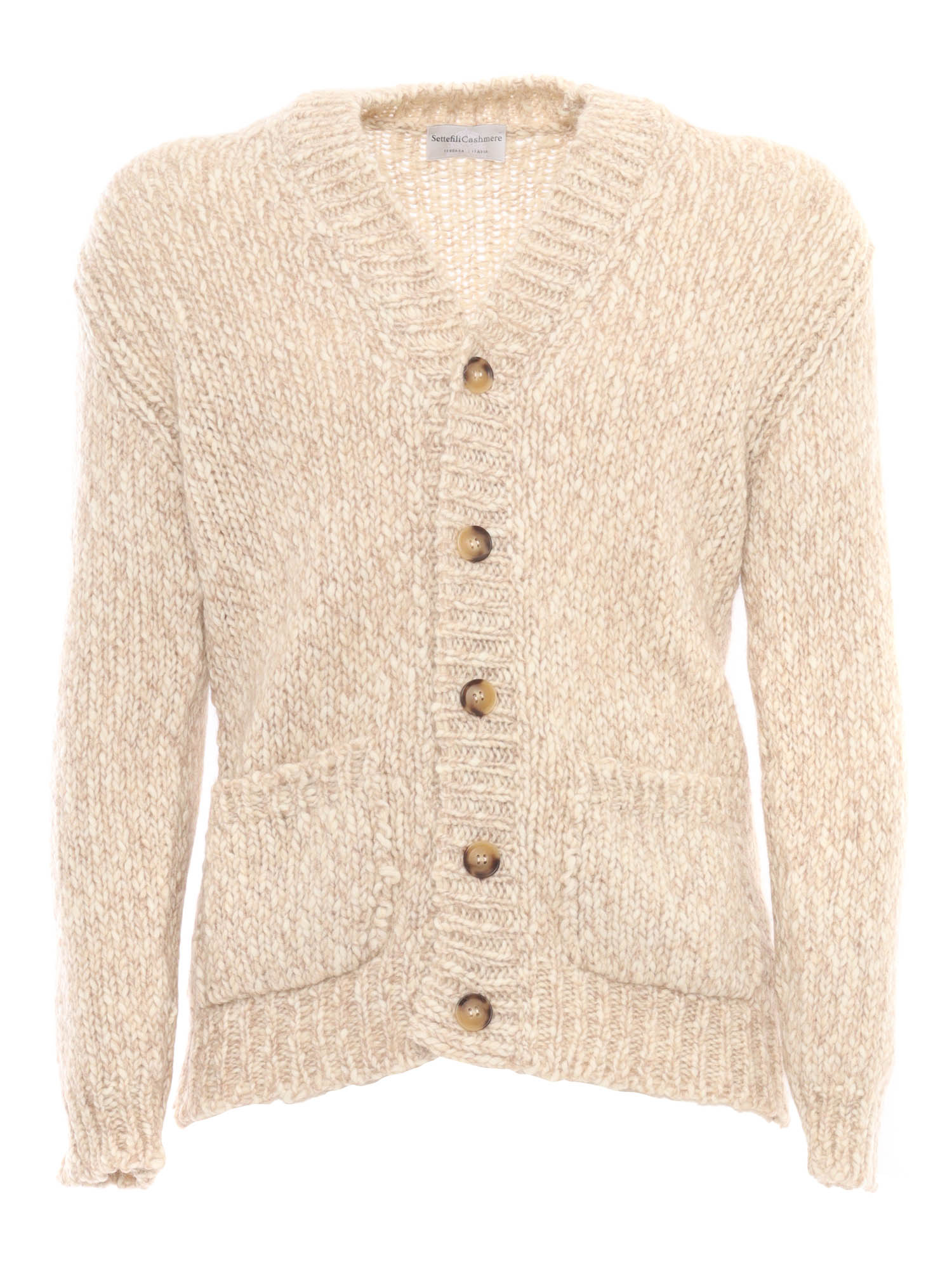 Macro Tweed cardigan over fit Beige Wool Alpaca Polyamide
