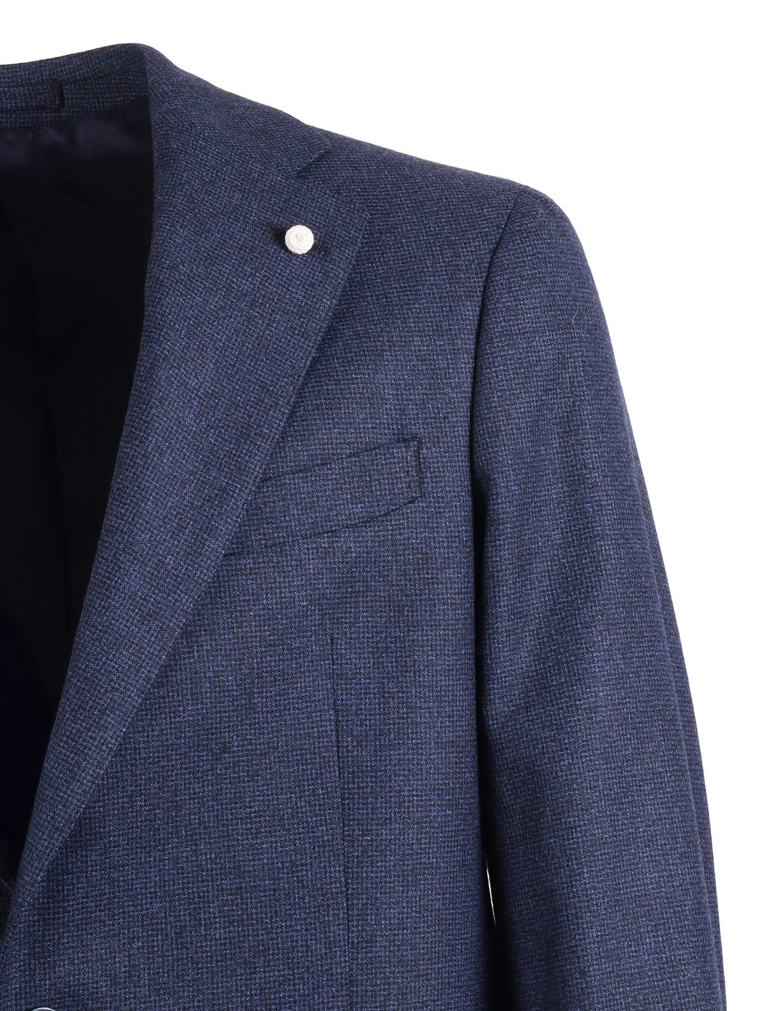 Suit Blue Virgin Wool Lyocell Single Breasted Dress