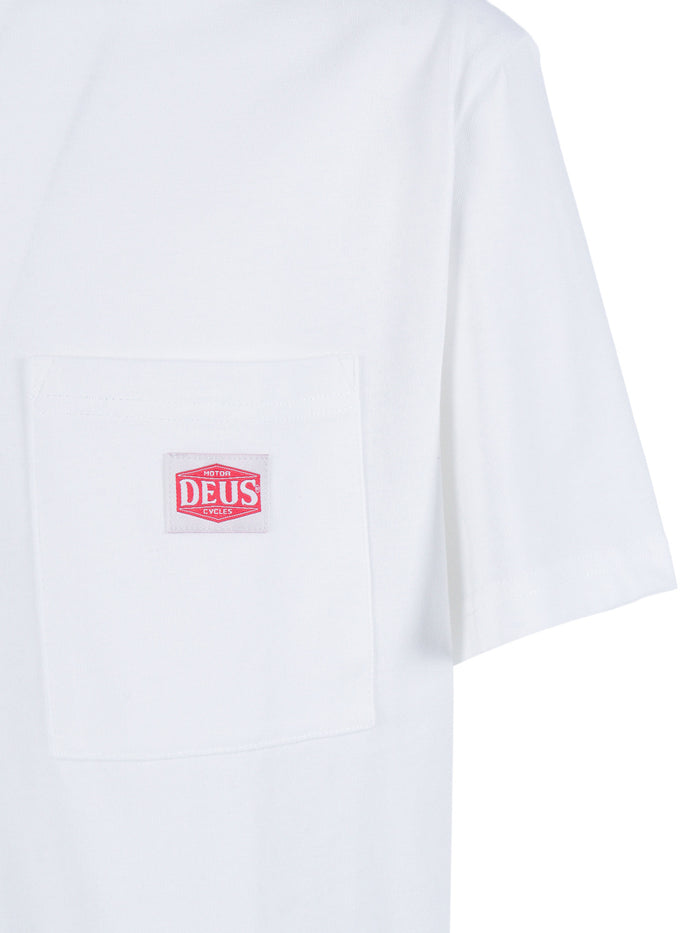 Parts & Service Pocket Tee White Cotton Polyester Short Sleeves T-shirt