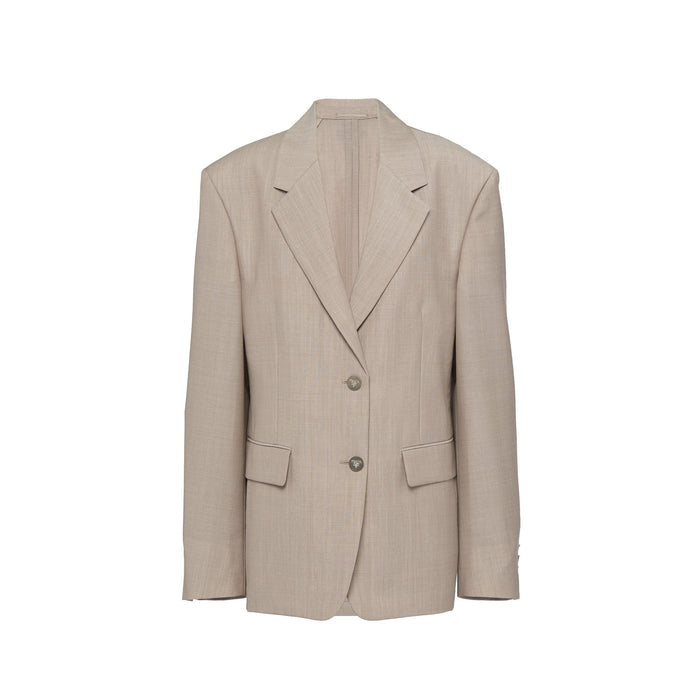 Wool Blazer Jacket Beige Mohair Virgin