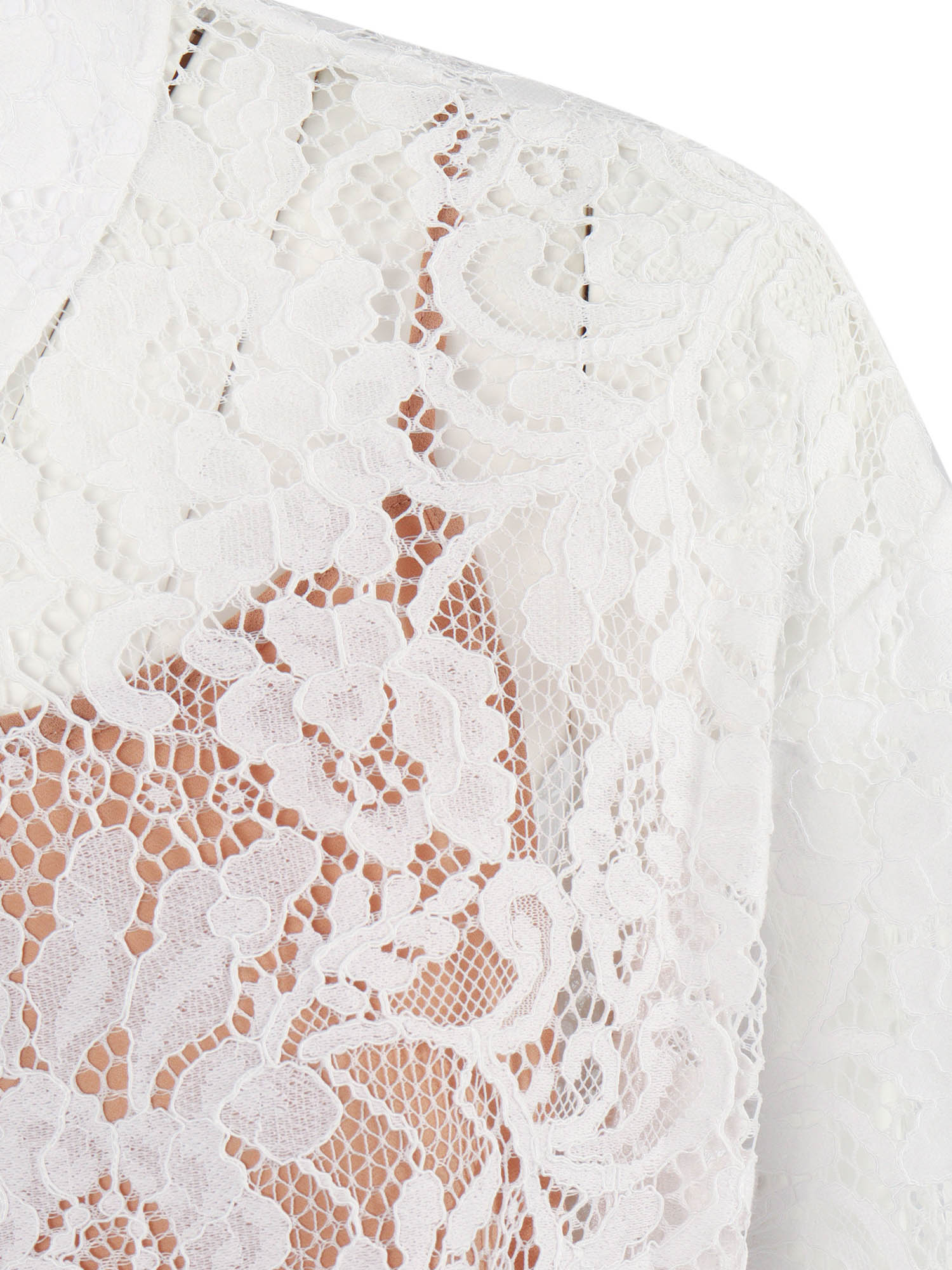 CORDED LACE SS SHIRT White Nylon Cotton