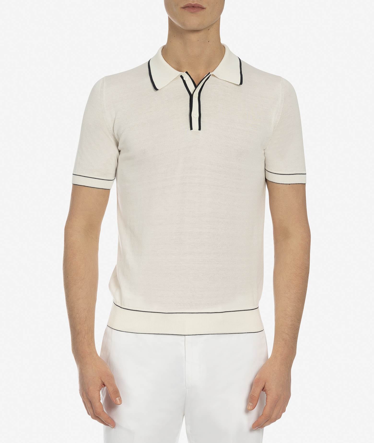 Cotton And Silk Polo Mongibello Midnightblue Basic Light Kintwear