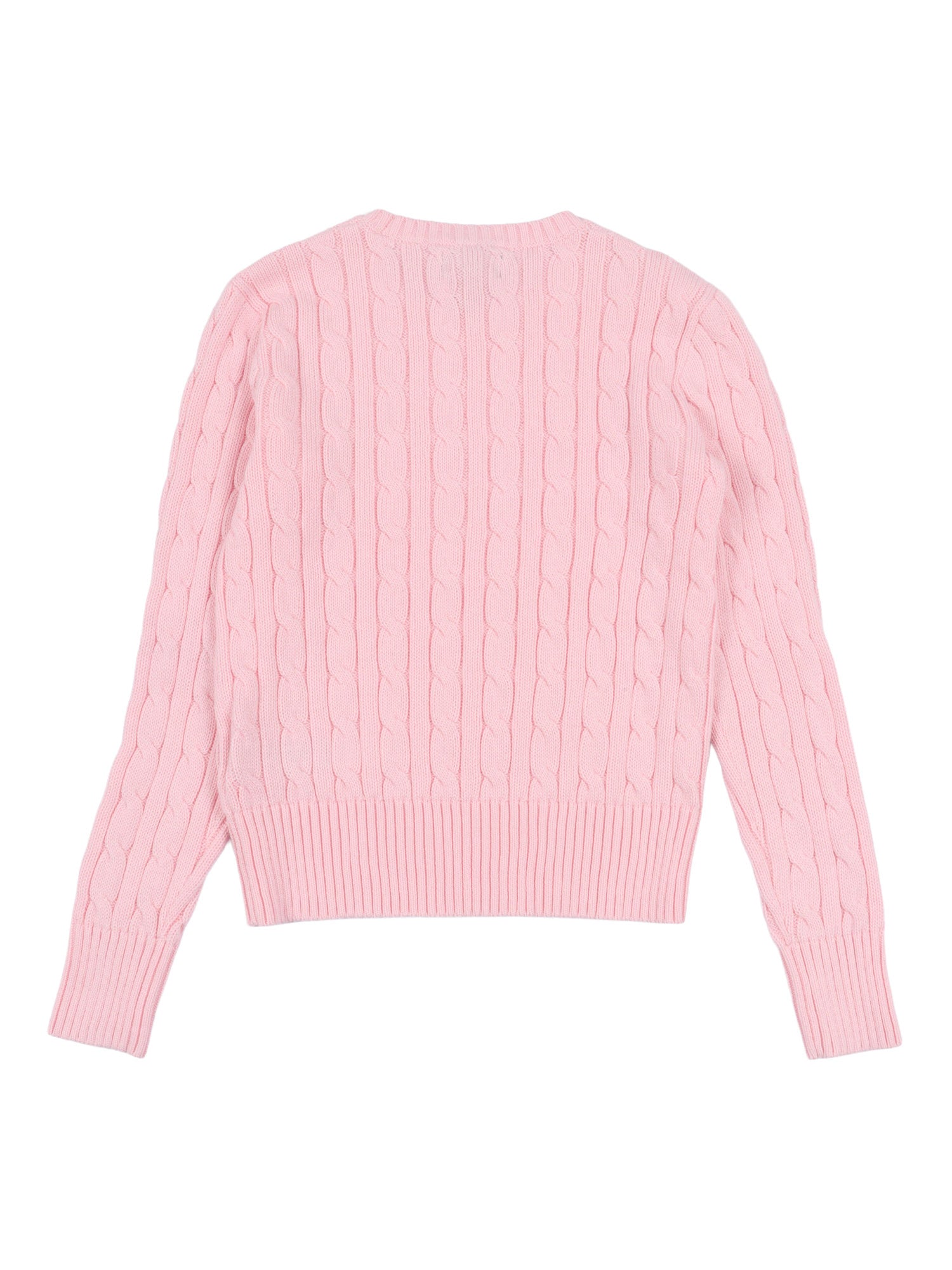 CABLE CN-SWEATER-PULLOVER Pink Cotton Crewneck