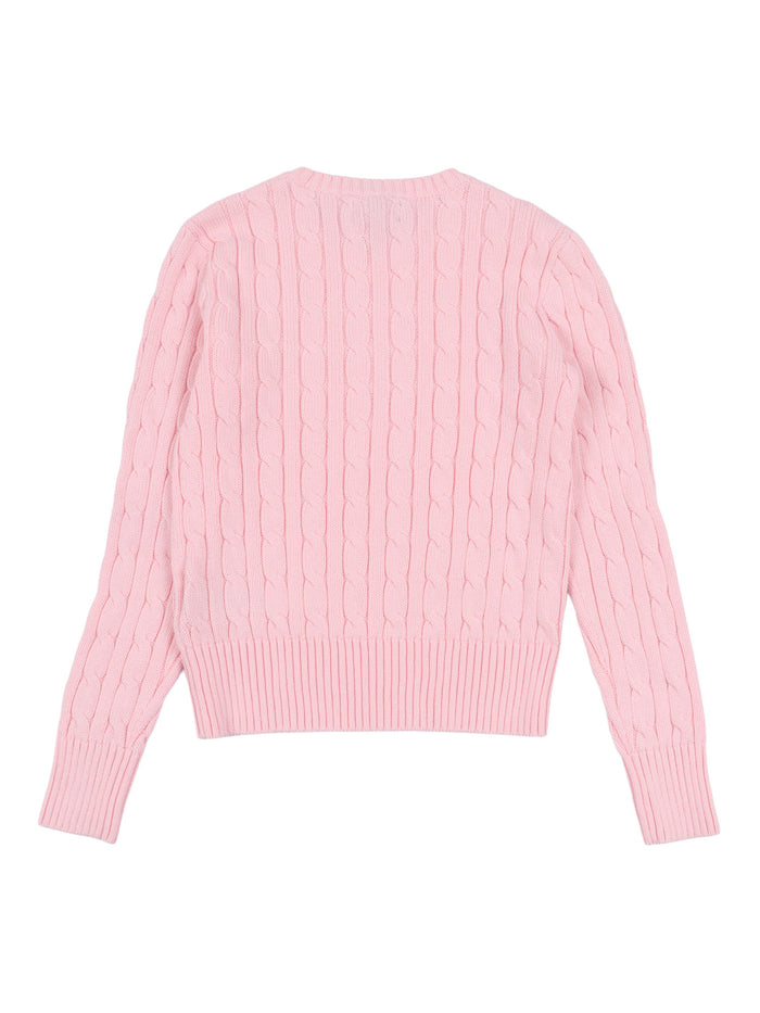 CABLE CN-SWEATER-PULLOVER Pink Cotton Crewneck