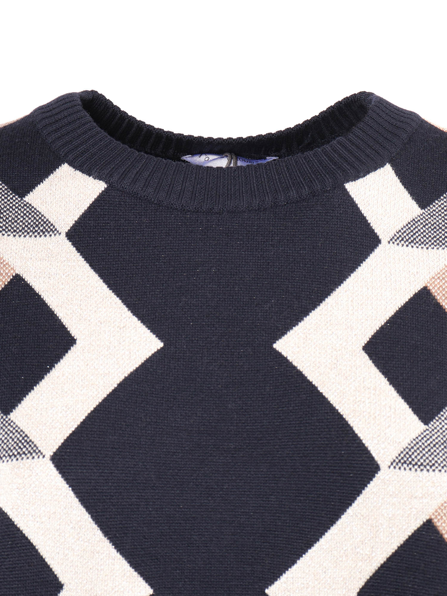 Knit Choker Blue Virgin Wool Viscose Polyester Crewneck