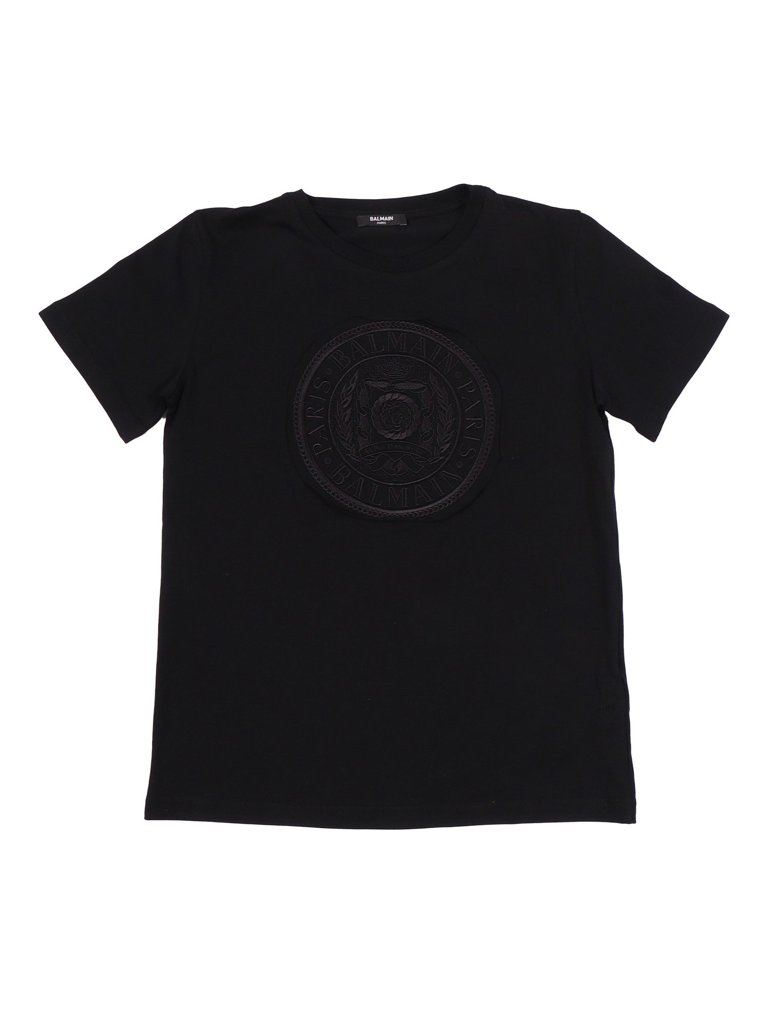 T-Shirt-Top Black Cotton Short Sleeves T-shirt