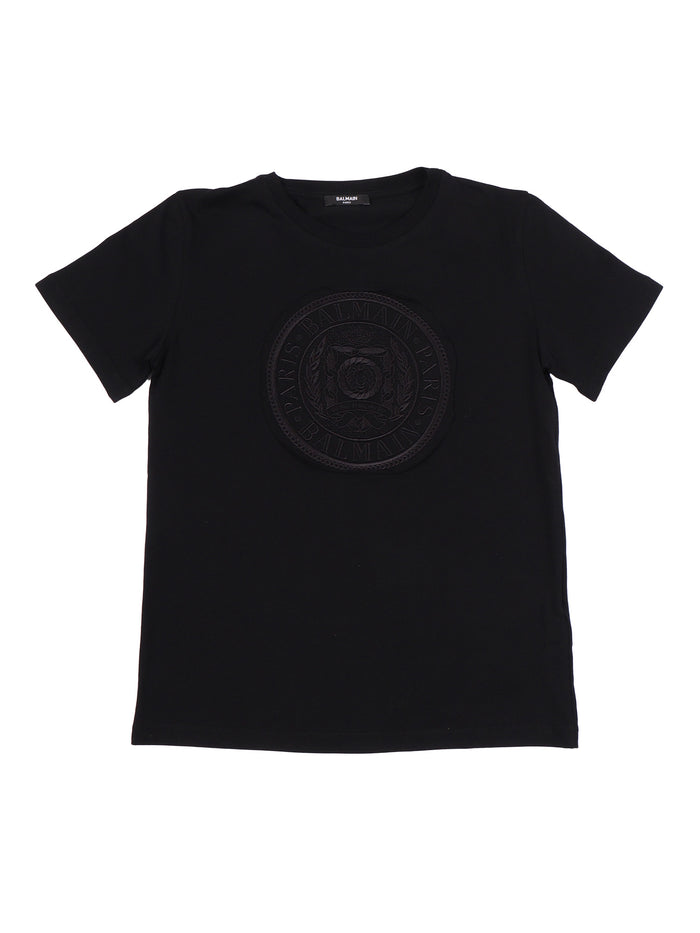 T-Shirt-Top Black Cotton Short Sleeves T-shirt