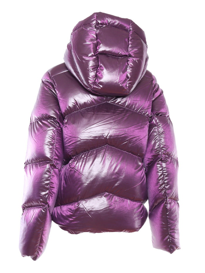 Ninev Crystal Chintz Thermo Down Jacket Purple Short Puffer