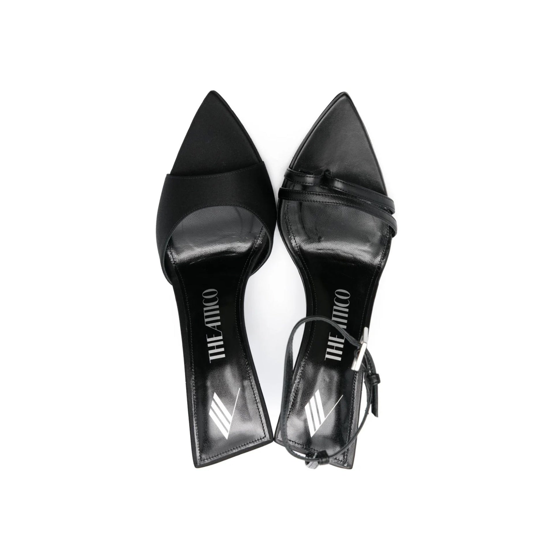 The Attico Ester Mismatch 95 Sandals Black Silk Calf Leather