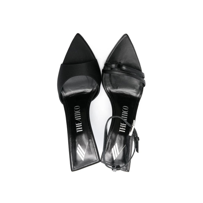 The Attico Ester Mismatch 95 Sandals Black Silk Calf Leather