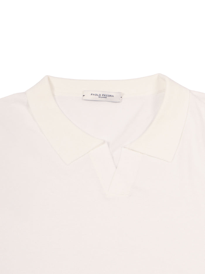 Short Sleeve Polo White Cotton Shirt