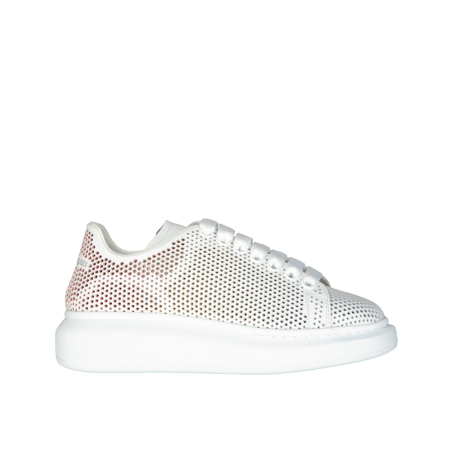 Oversized Dotted Cut-Out Sneakers White Calf Leather