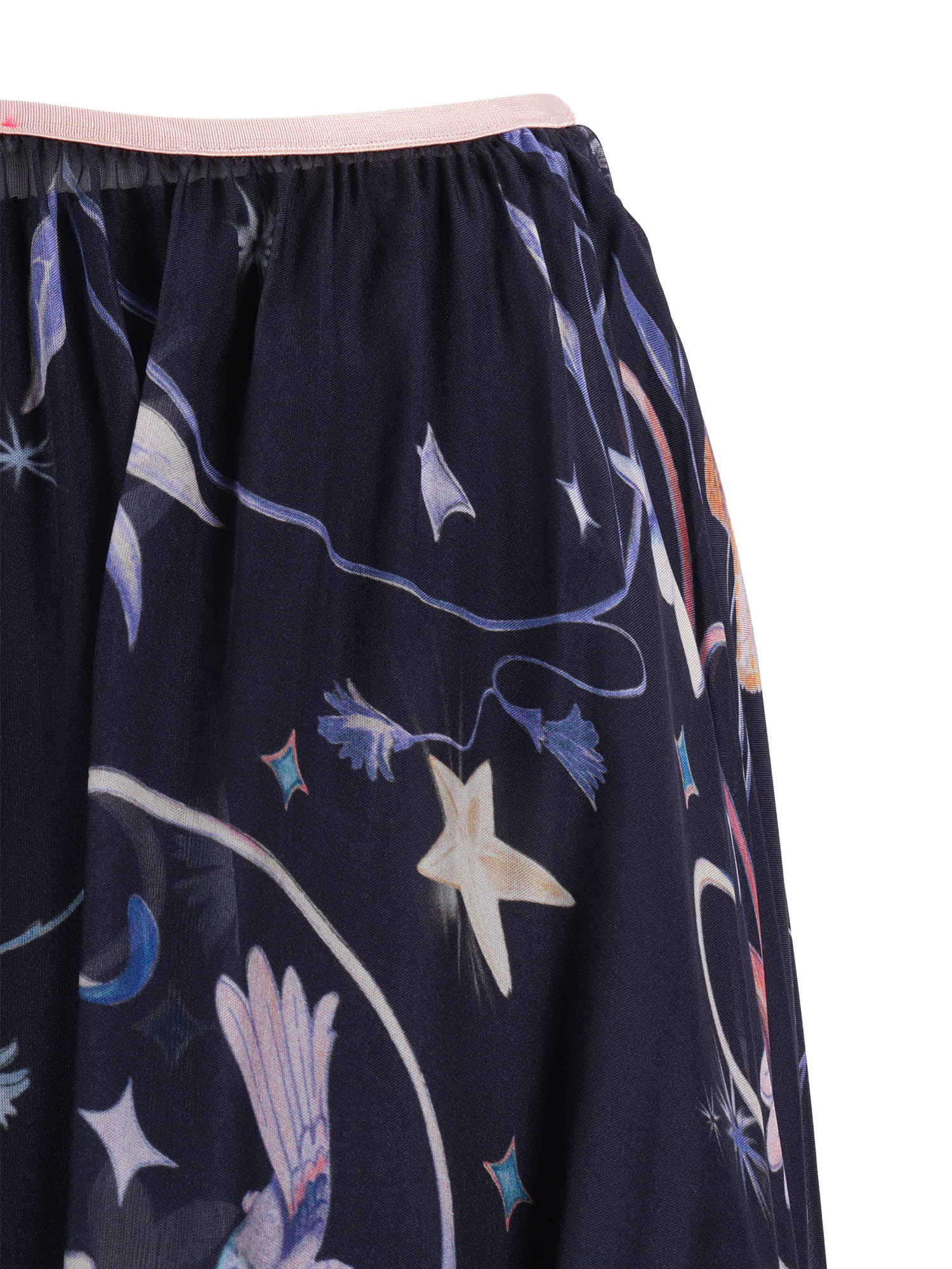 Chiffon Skirt With Deliverance Print Blue Cotton Silk