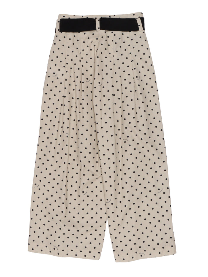 POLKA DOT POPELINE PANTS Beige Cotton Lining Viscose