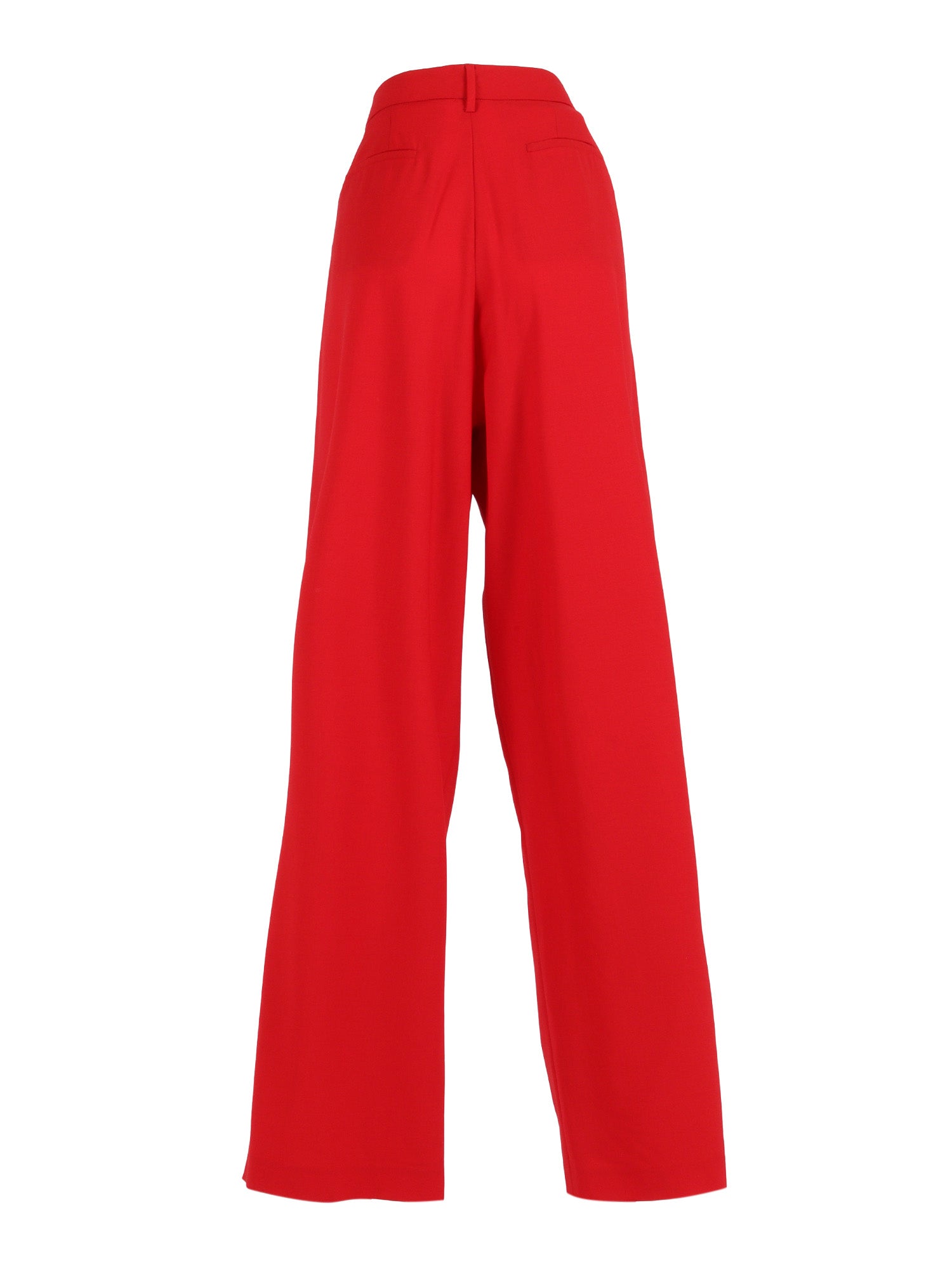 Bistretch Wool Wide Leg Trousers With Filo Diamante Detail Red
