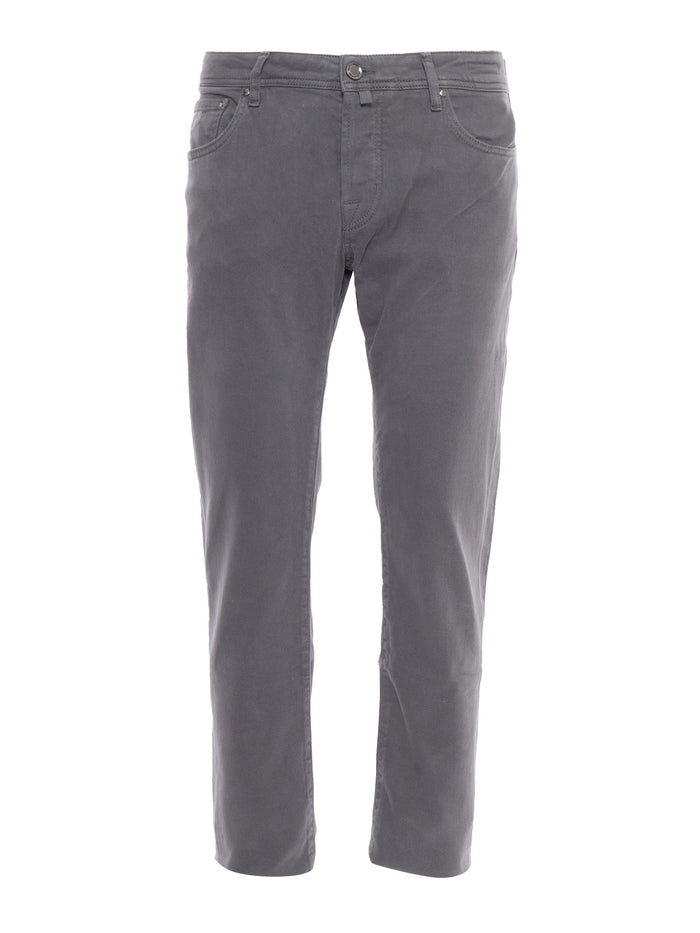 5 Pockets Pants Grey Cotton Elastane Jean