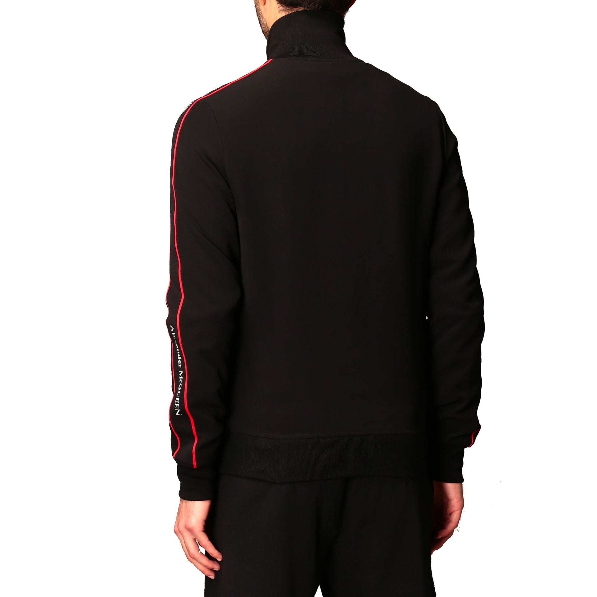 Alexander Mcqueen Logo Zipped Sweatshirt Black Viscose Polyester