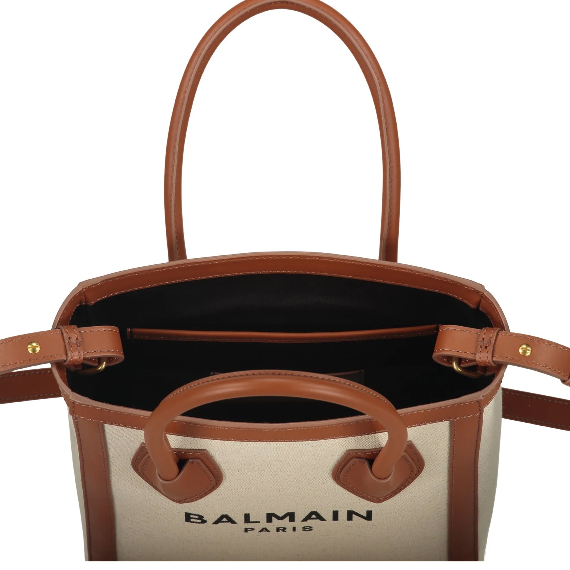 Logo Tote Bag Brown Cotton Linen