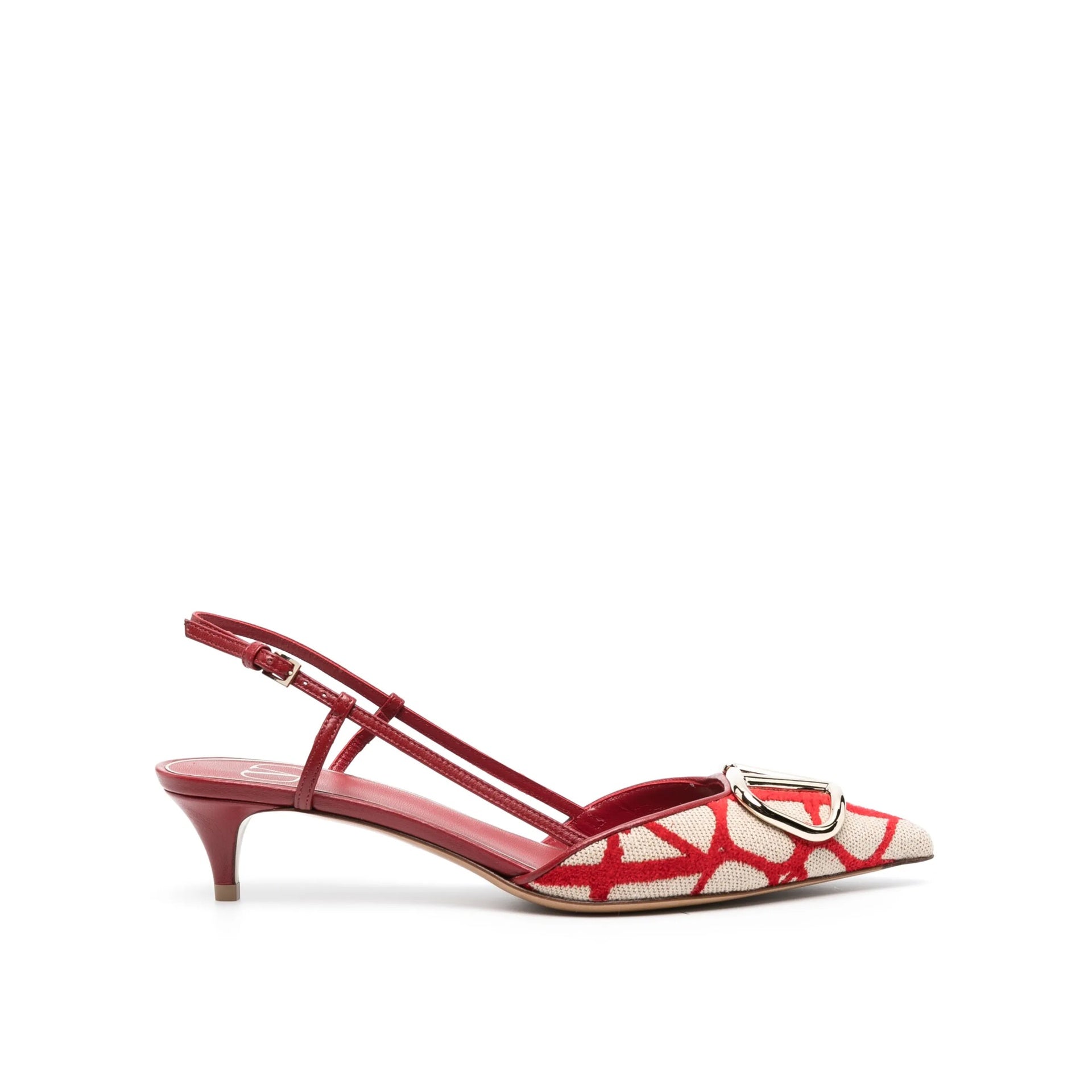 Garavani Toile Iconographe Pumps Red Leather