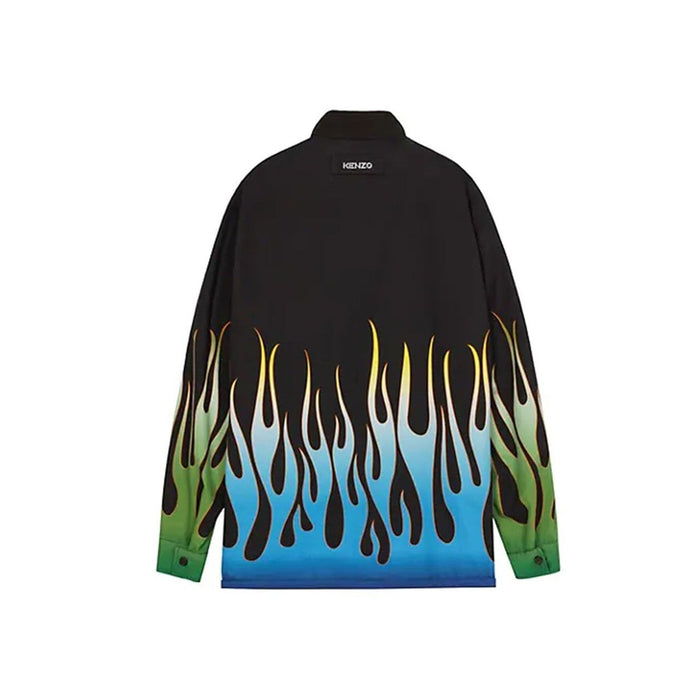 Flame Print Reversible Jacket Black Cotton
