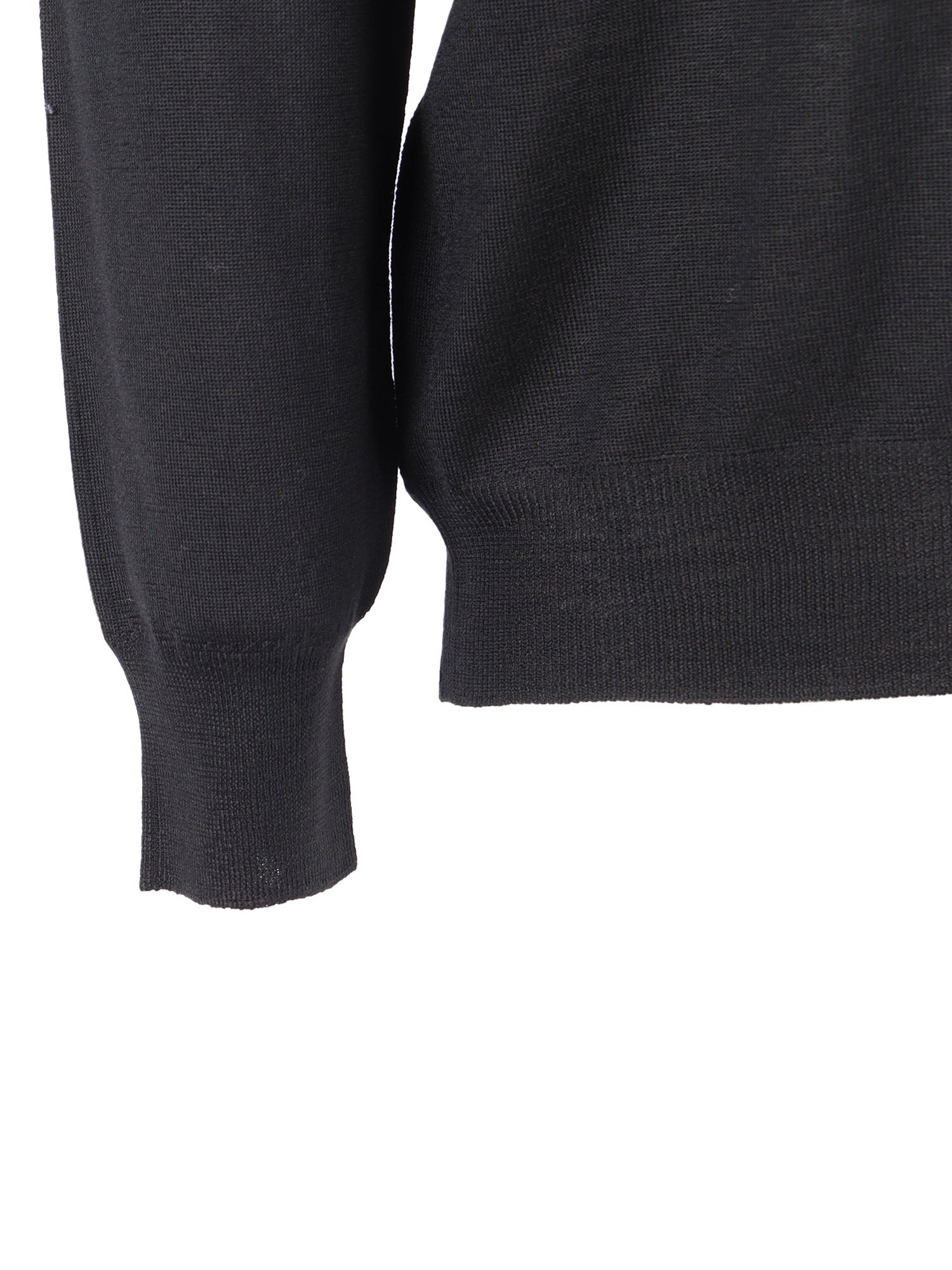 Mock-Neck L-S Knitted Sweater Man Black Virgin Wool Crewneck