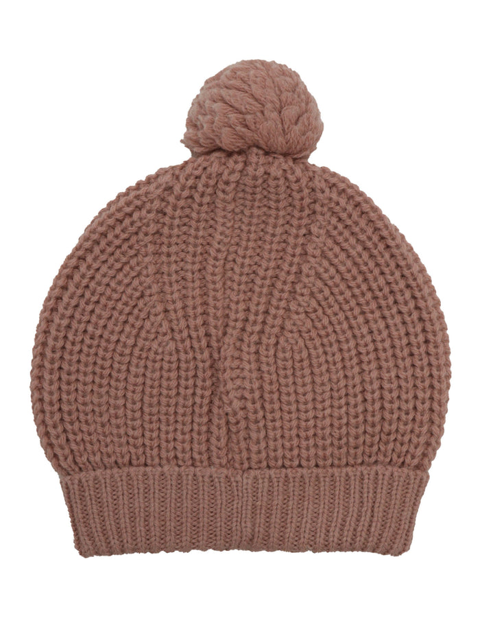 Pom-Pom Beanie Pink Merino Wool Acrylic Hat