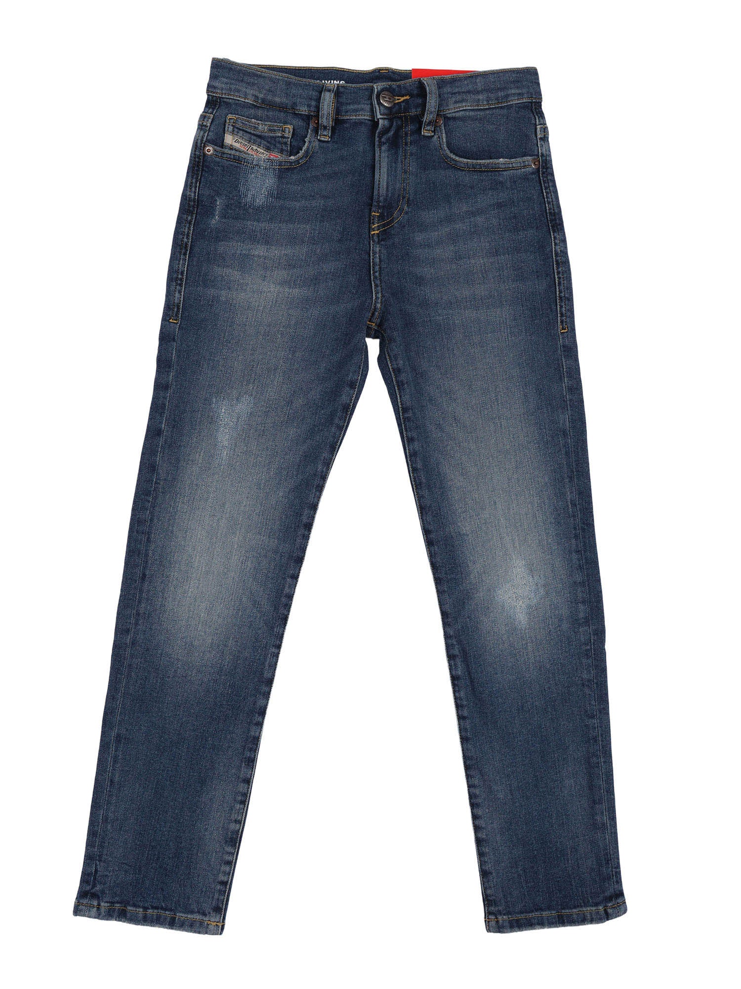 5 pockets Blue Cotton Elastane Jean
