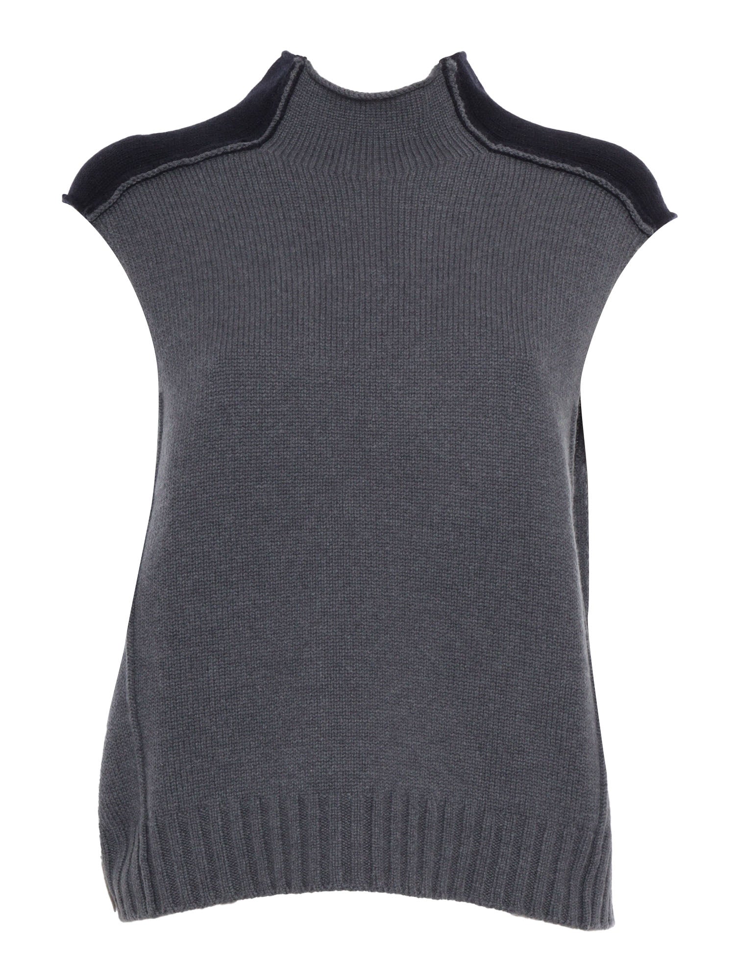 Knit Vest Blue Wool Cashmere Silk Knitted