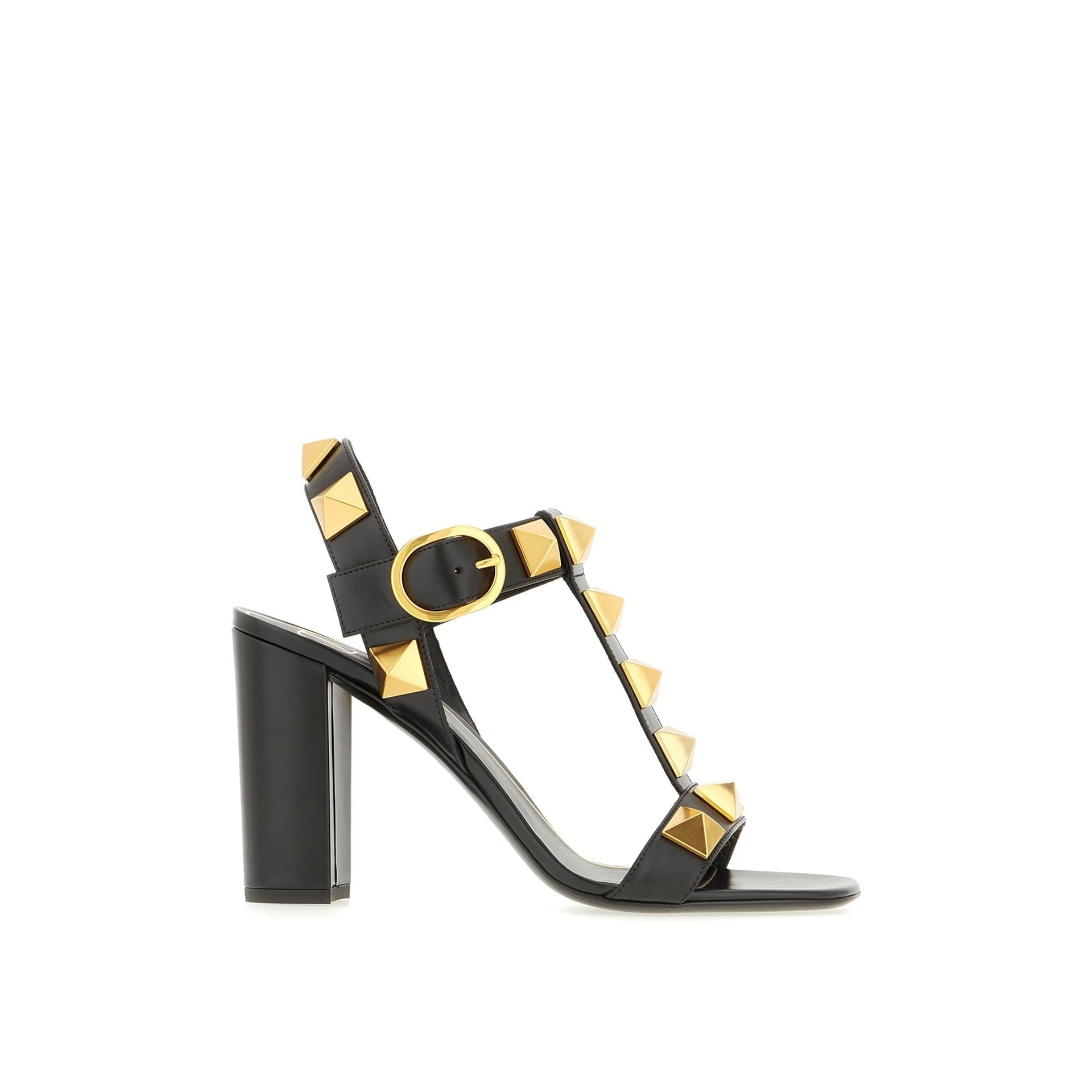 Garavani Roman Stud Sandals Black Calf Leather