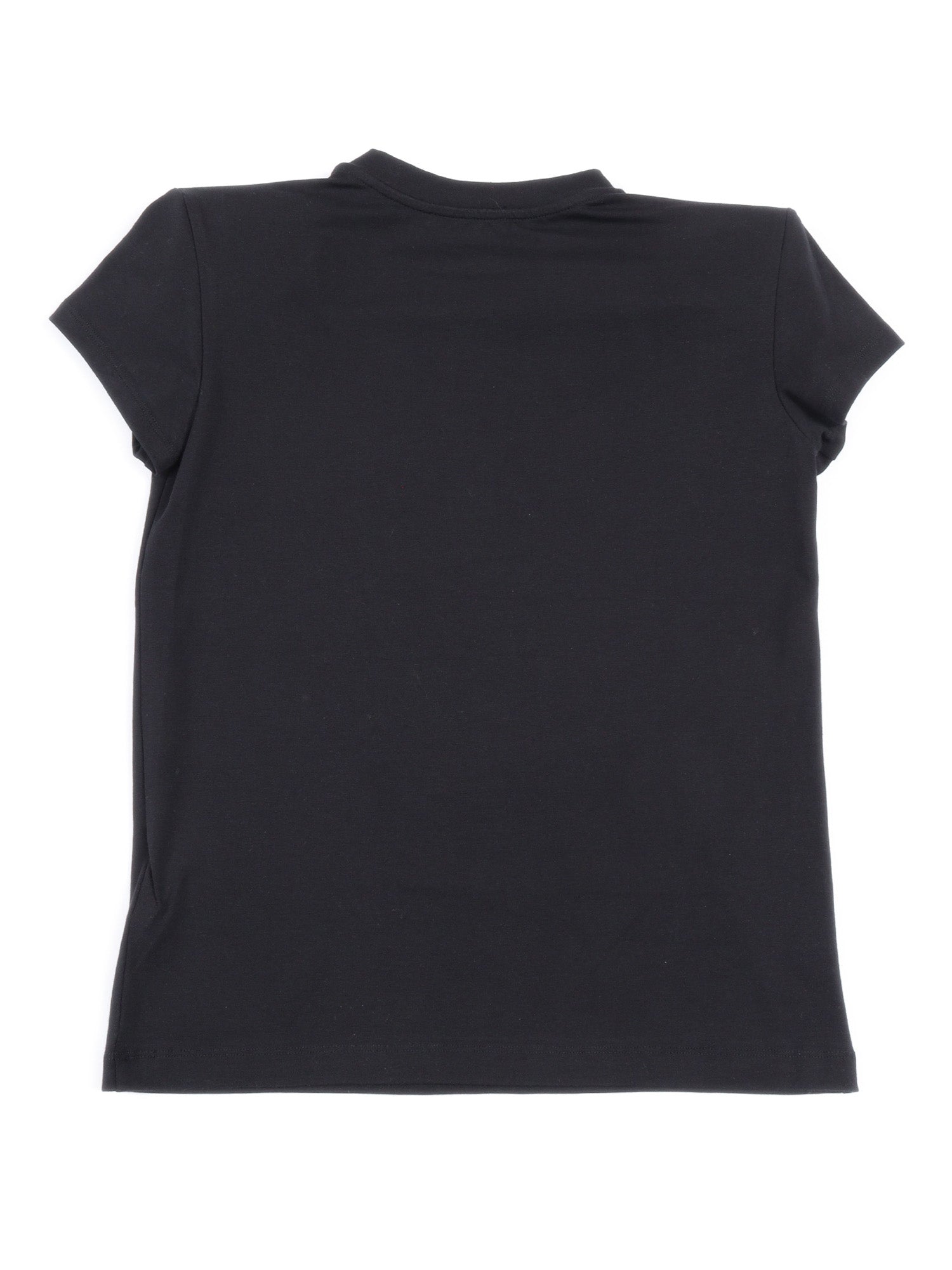T-Shirt-Top Black Cotton Elastane Short Sleeves T-shirt