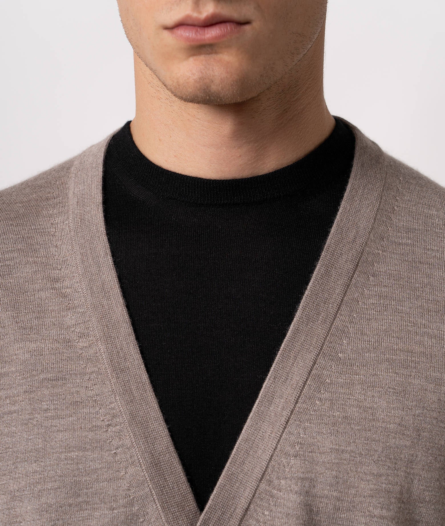 Cashmere And Silk Cardigan Ulaan Beige V Neck