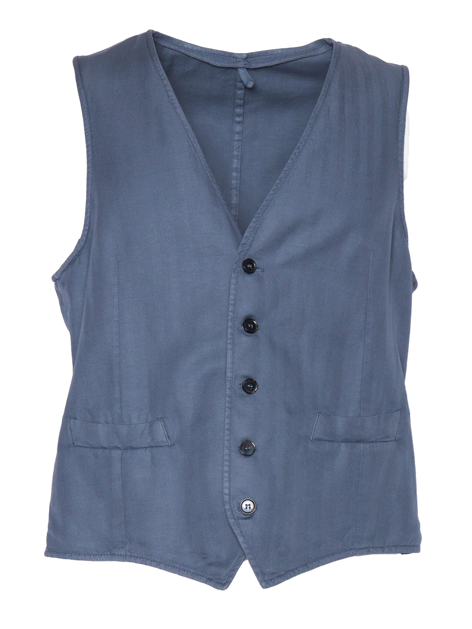 Vest Light Blue Cotton Linen