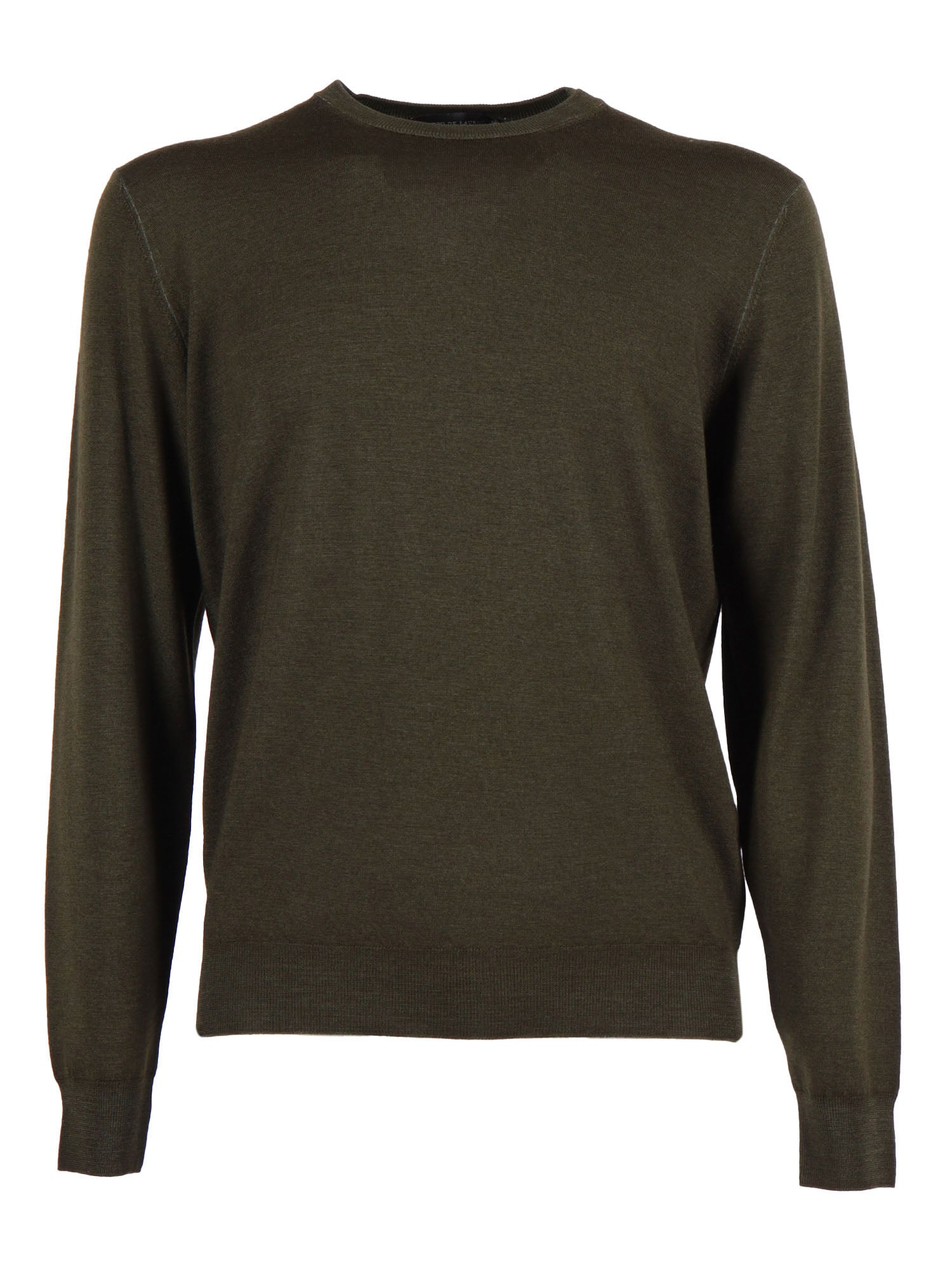 Ls Crew Neck Sweater Green Virgin Wool Crewneck