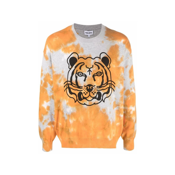 Tie Dye Tiger Sweater Orange Cotton