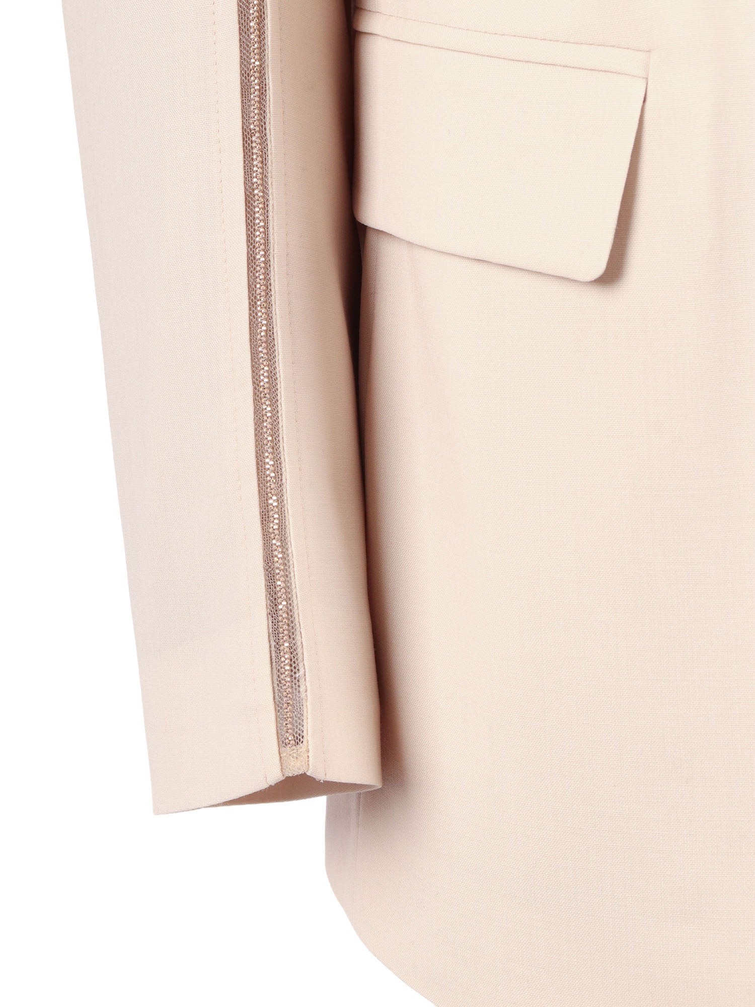 Bistretch Wool Single Breasted Jacket With Filo Diamante Pink Polyamide Elastane