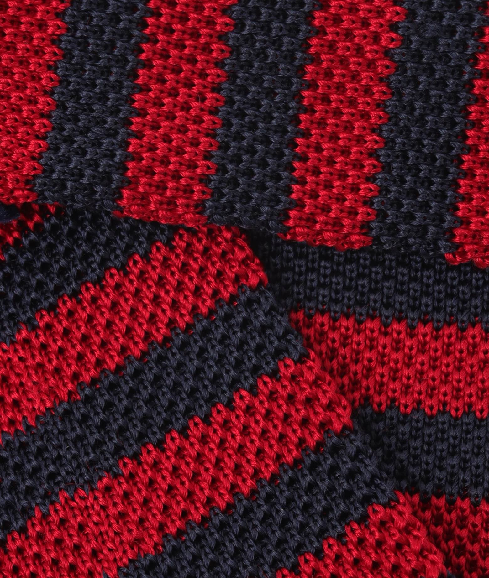 Bicolor Tricot Tie Navy Knitted
