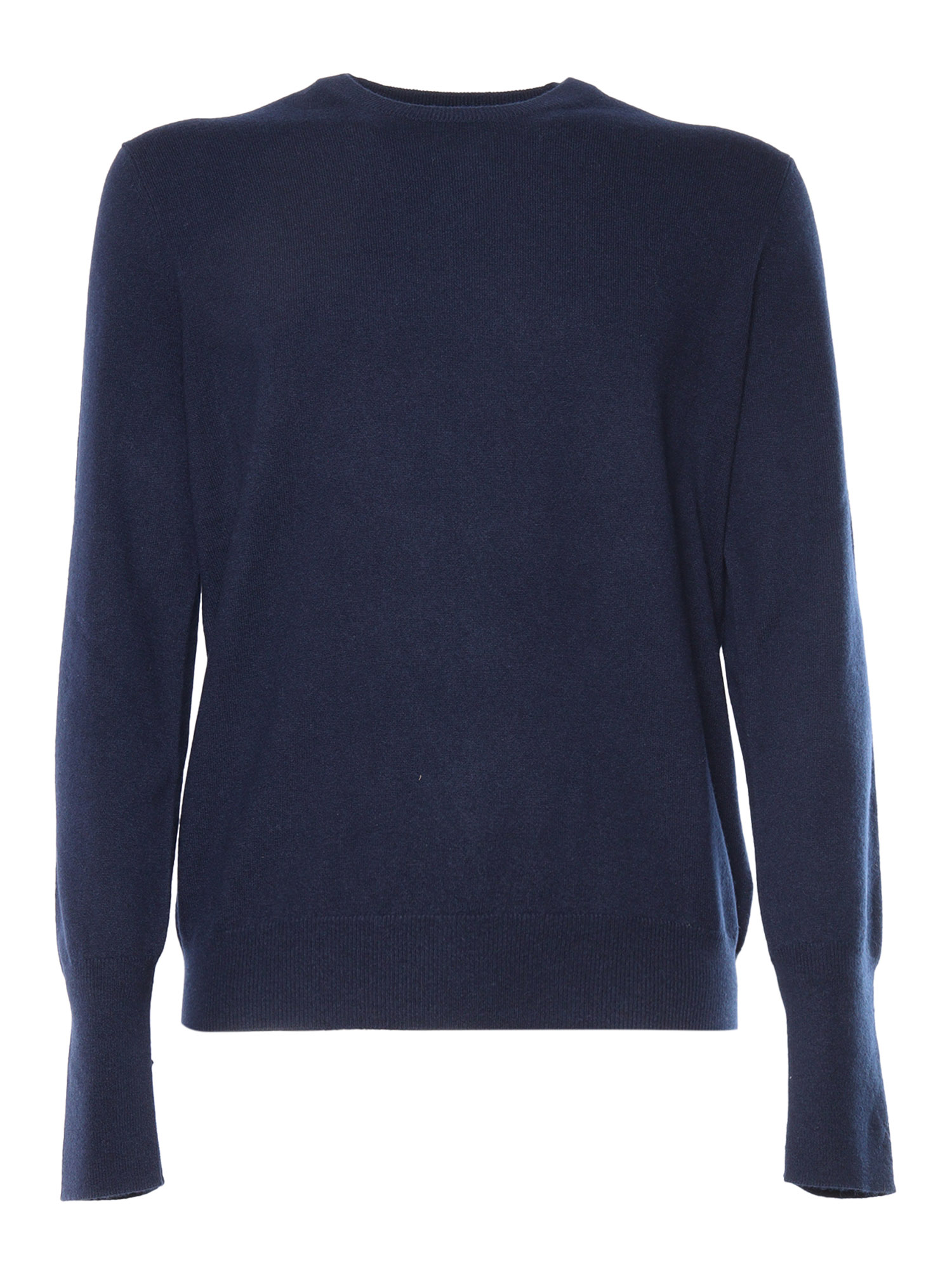 R Neck Pullover Blue Cashmere Crewneck