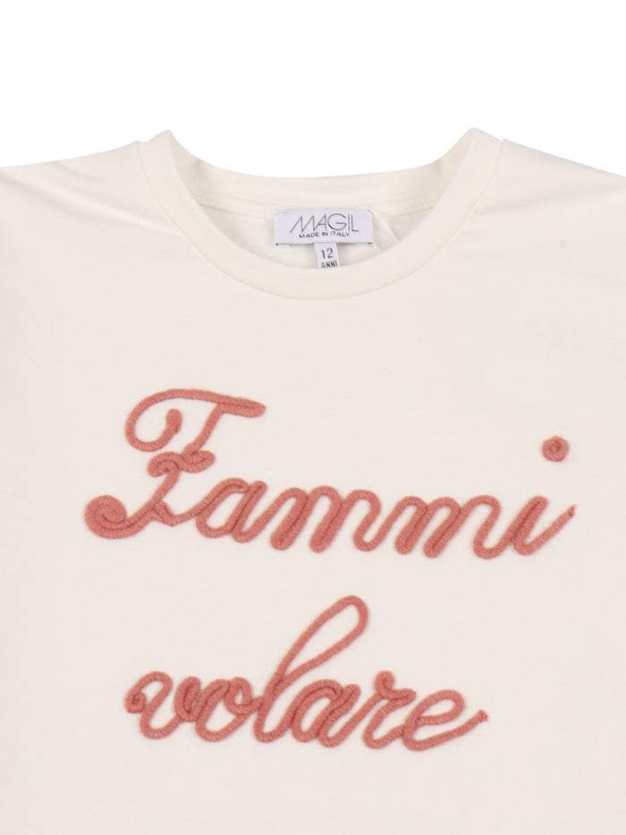 Fammi Volare Embroidered Sweater Pink Crewneck