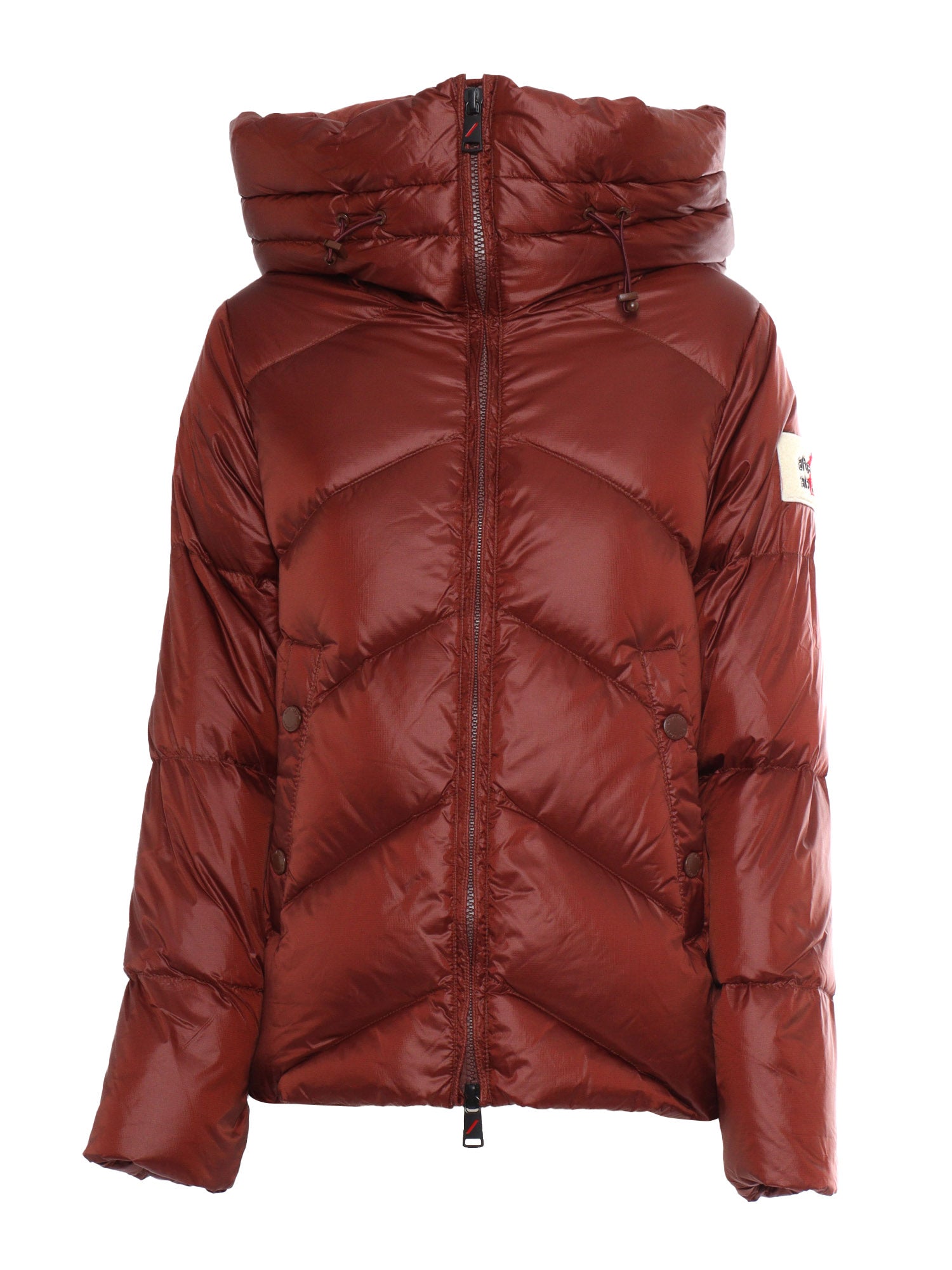 Down Jacket Brown Polyamide Short Puffer