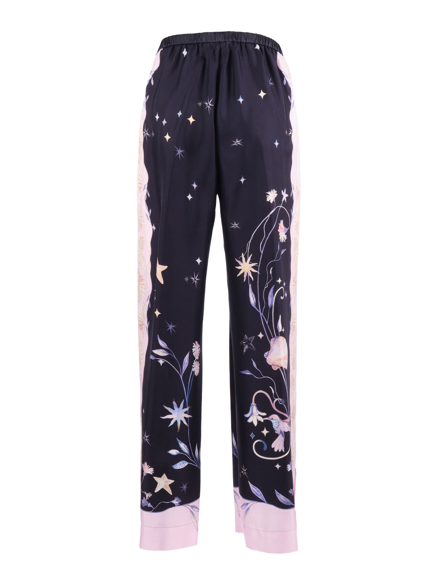Elasticated Twill Trousers With Deliverance Print Blue Silk Belt Acetate Copper