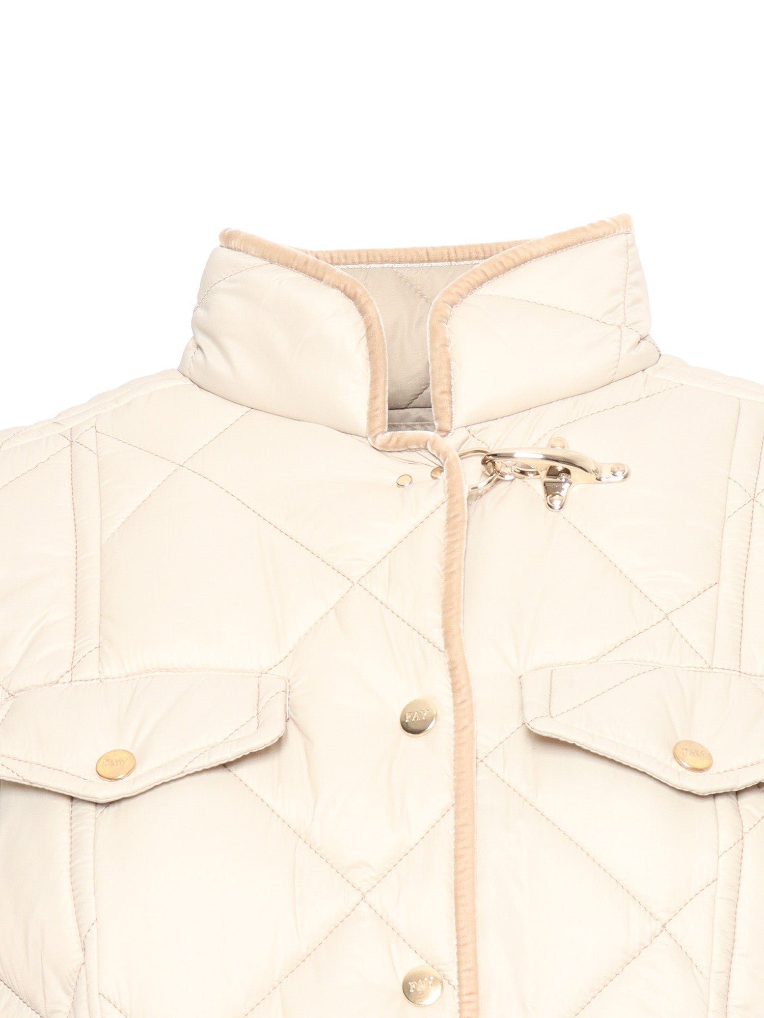 Field Jacket With Velvet Edges Beige Coat